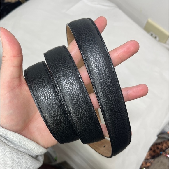 LL Bean Men's Black Full Grain Pebbled Leather Belt Silver Buckle Size 3X - Picture 6 of 9